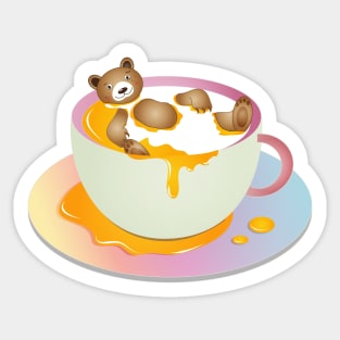 Cup with milk and honey and a bathing bear Sticker